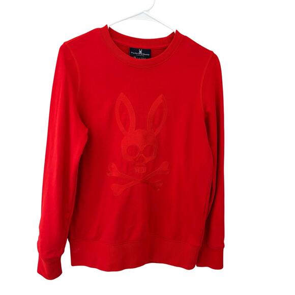 Psycho Bunny Red Embroidered Crewneck Sweatshirt Streetwear XXS - Picture 7 of 7